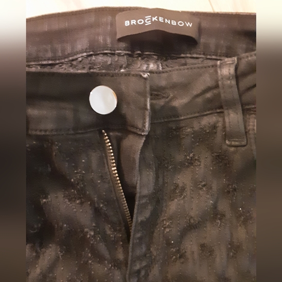 Brockenbow Emma Black Skinny Medium Waist A Wax Honeycomb Textured  Stretch Jean - Picture 14 of 15